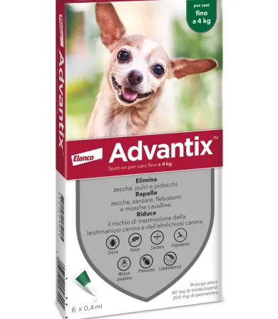 Advantix Spot On 6 pipette per cani fino a 4 kg