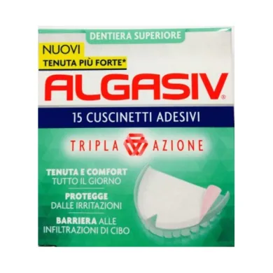Algasiv Adesivo Protesi Superiore per dentiera 15 pezzi