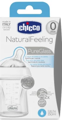 Chicco Biberon Natural Feeling Vetro 0M 150 ml