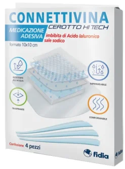 Connettivina Cerotto Hitech 4 pezzi acido ialuronico 10x10 cm