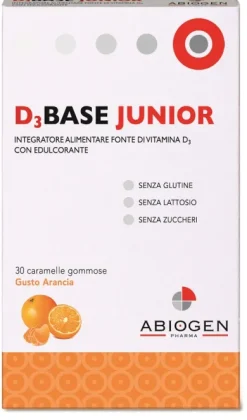 D3Base Junior 30 Caramellle Gommose Gusto Arancia