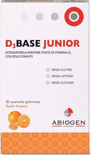 D3Base Junior 30 Caramellle Gommose Gusto Arancia