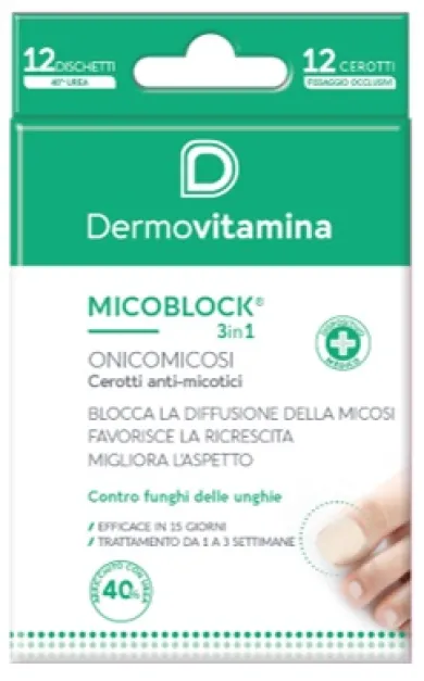 Dermovitamina Micoblock 3 in 1 cerotti anti micotici 12 pezzi