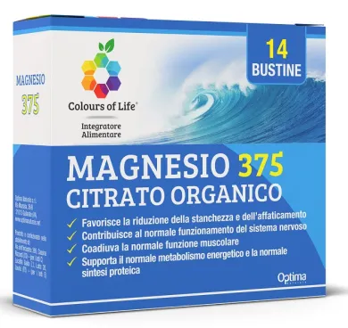 OPTIMA NATURALS MAGNESIO 375 CITRATO ORGANICO COLOURS 14 BUSTINE
