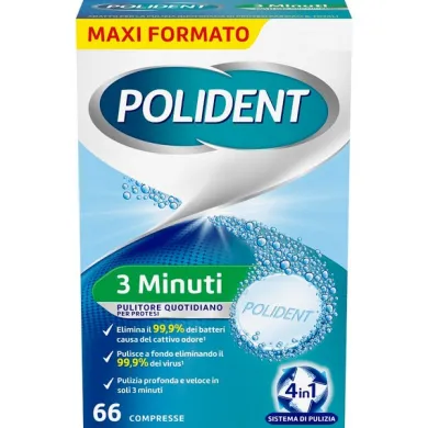 Polident 3 minuti per pulire la protesi 66 compresse