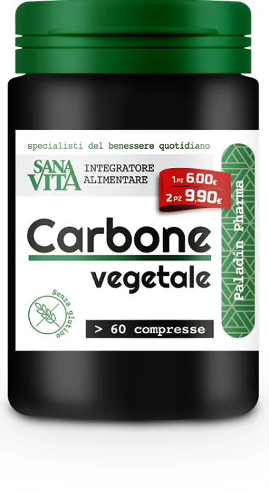 Sanavita Carbone Vegetale contro gas intestinali 30 compresse
