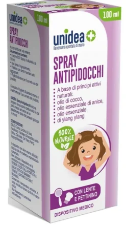 Unidea Spray Antipidocchi con pettine e lente 100 ml