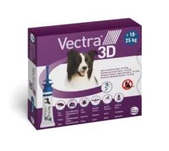 Vectra 3D cane 10-25 kg blu 3 pipette