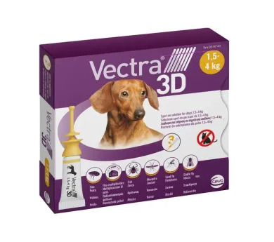 Vectra 3D cane 1,5-4 kg giallo 3 pipette