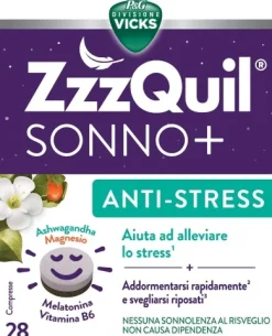 Vicks ZZZzuil Sonno+ Antistress Integratore contro stress 28 cap